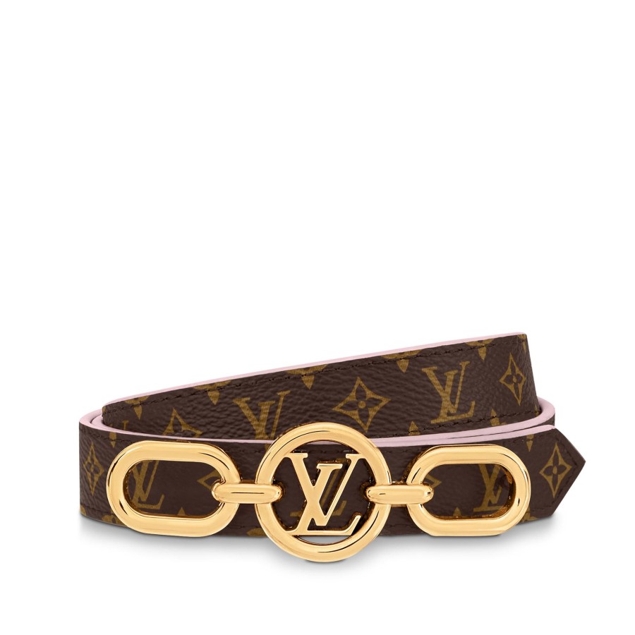 Mujer Louis Vuitton Cinturones | Cinturon Reversible Lv Circle Prime De 2 Cm Rosa