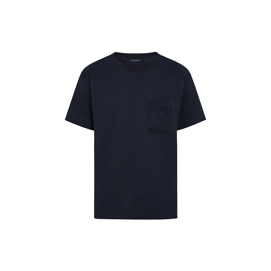 Hombre Louis Vuitton Camisetas Y Polos | Camiseta Monogram Con Bolsillo De Fuelle Bleu Fonce