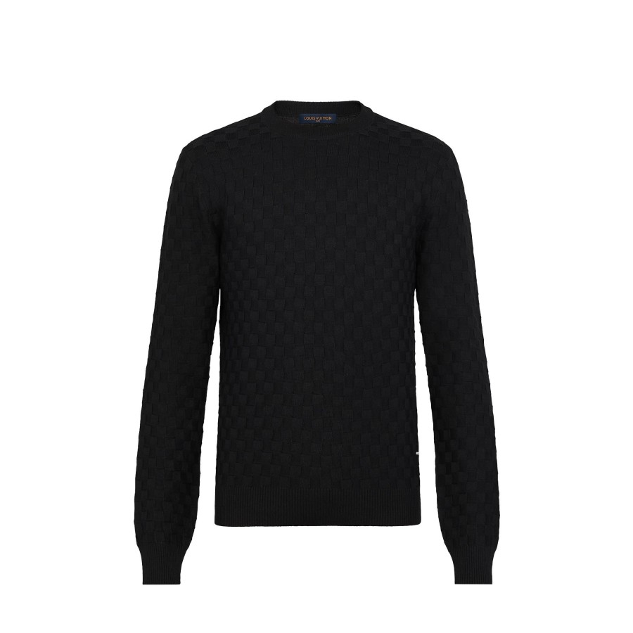 Hombre Louis Vuitton Punto Y Sudaderas | Jersey Damier De Cuello Redondo Noir