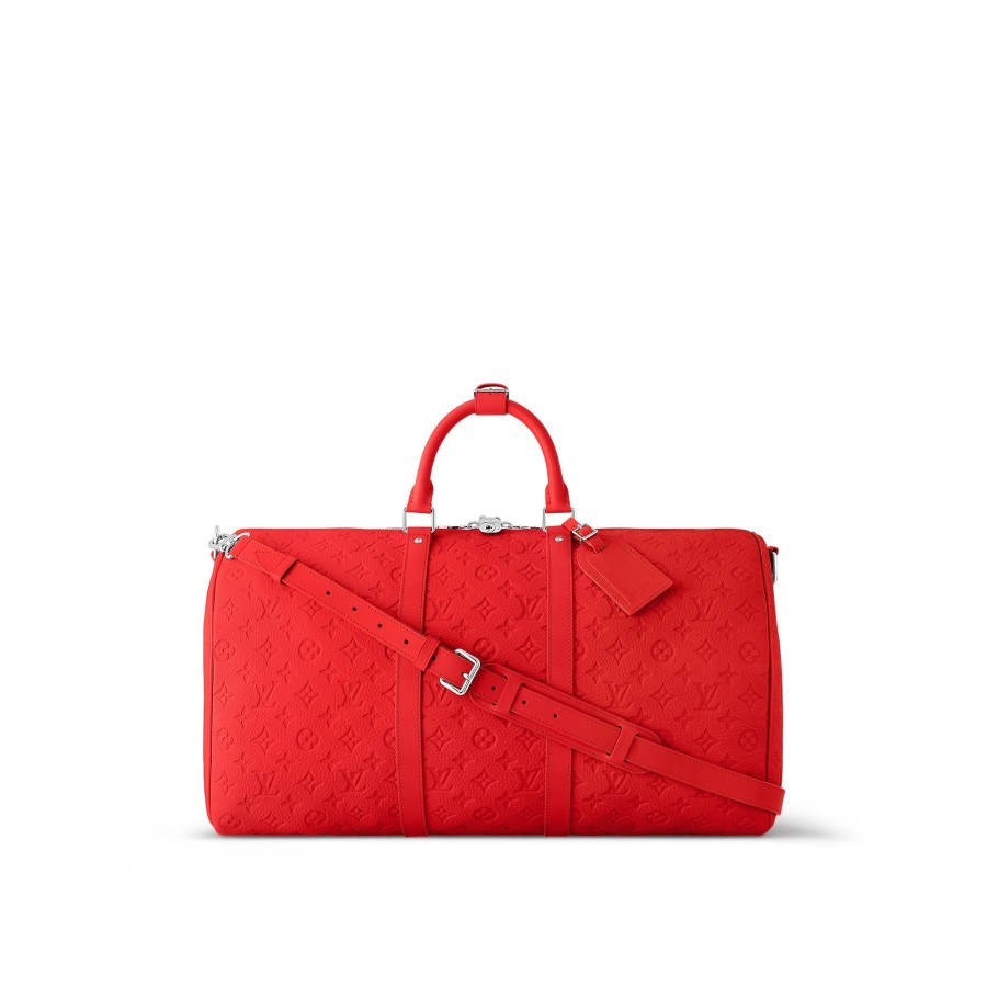 Mujer Louis Vuitton Bolsas De Viaje | Bolsa De Viaje Keepall 50 Con Bandolera Rojo