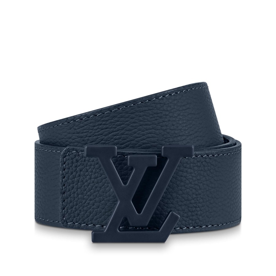 Hombre Louis Vuitton Cinturones | Cinturon Reversible Lv Aerogram De 3,5 Cm Azul Marino