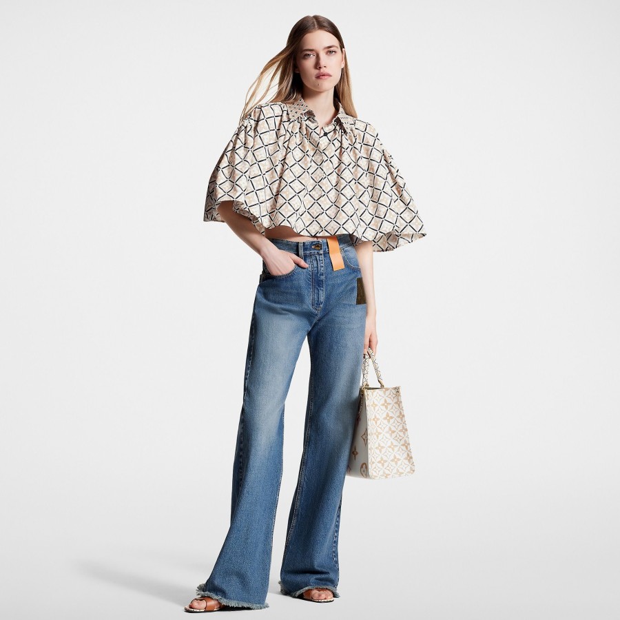 Mujer Louis Vuitton Denim | Vaqueros Rectos Con Bajos Deshilachados