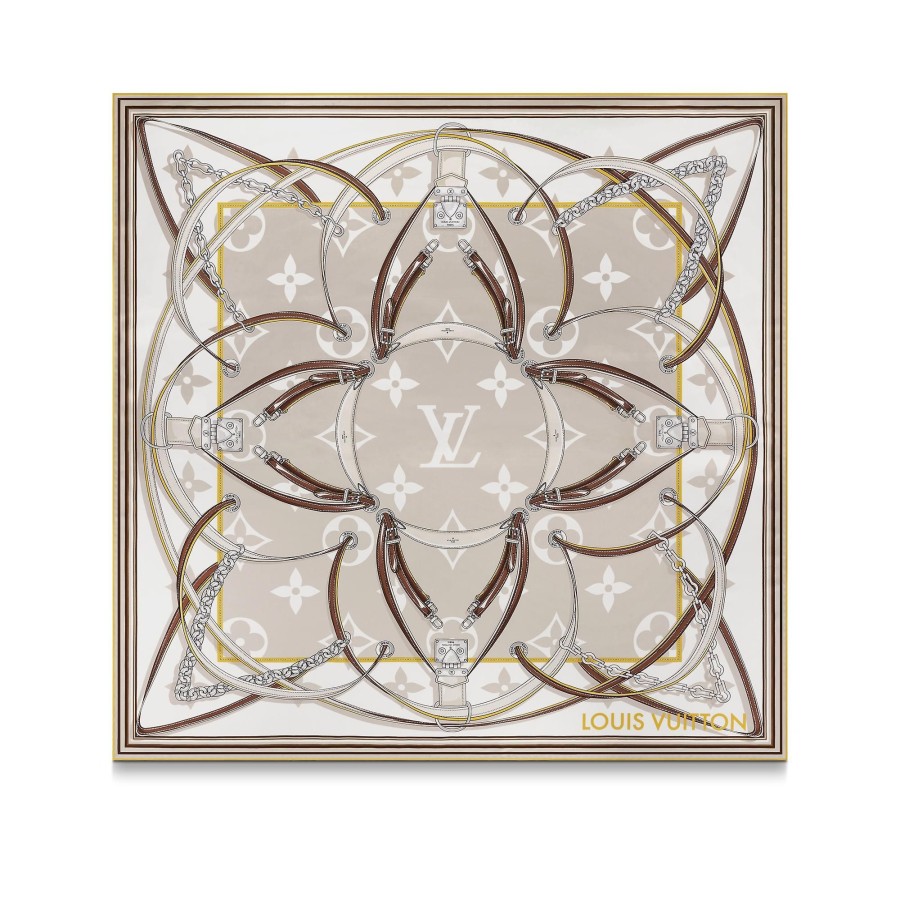 Mujer Louis Vuitton Panuelos De Seda Y Bandanas | Panuelo Ultimate Monogram 90 Beige Clair