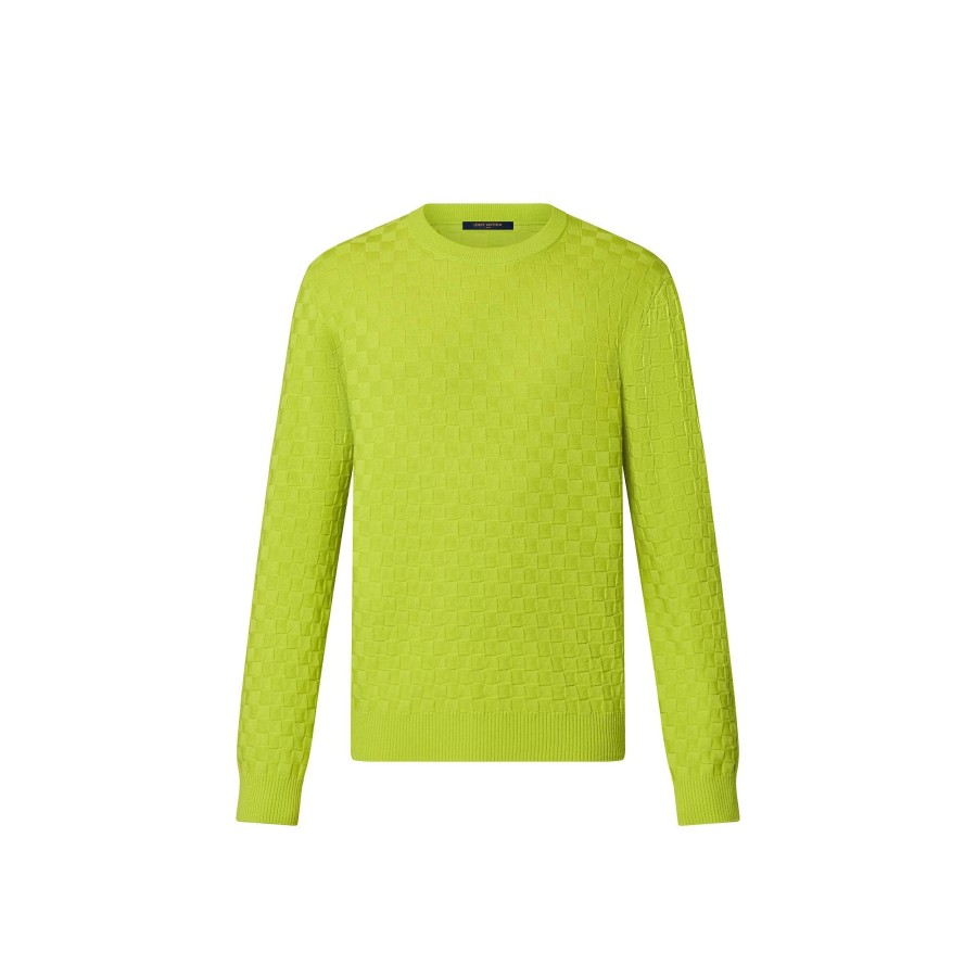 Hombre Louis Vuitton Punto Y Sudaderas | Jersey Damier De Lana Vert Anis