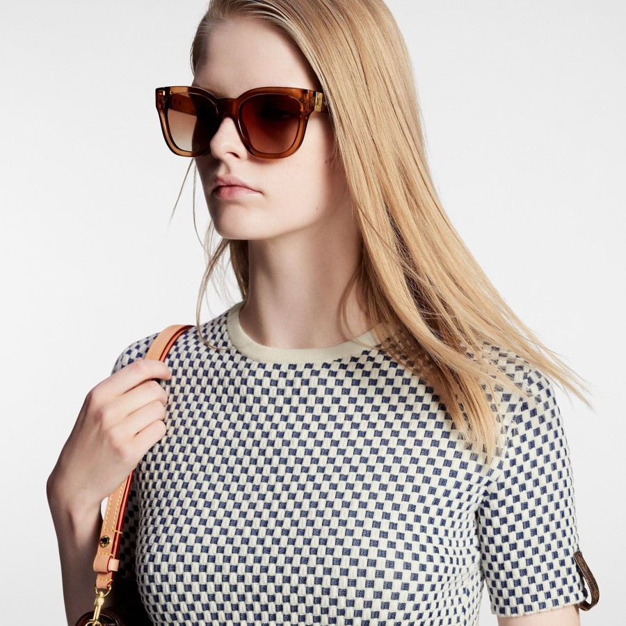 Mujer Louis Vuitton Tops | Camiseta De Punto Con Minimotivo De Cuadros Blanc Lait