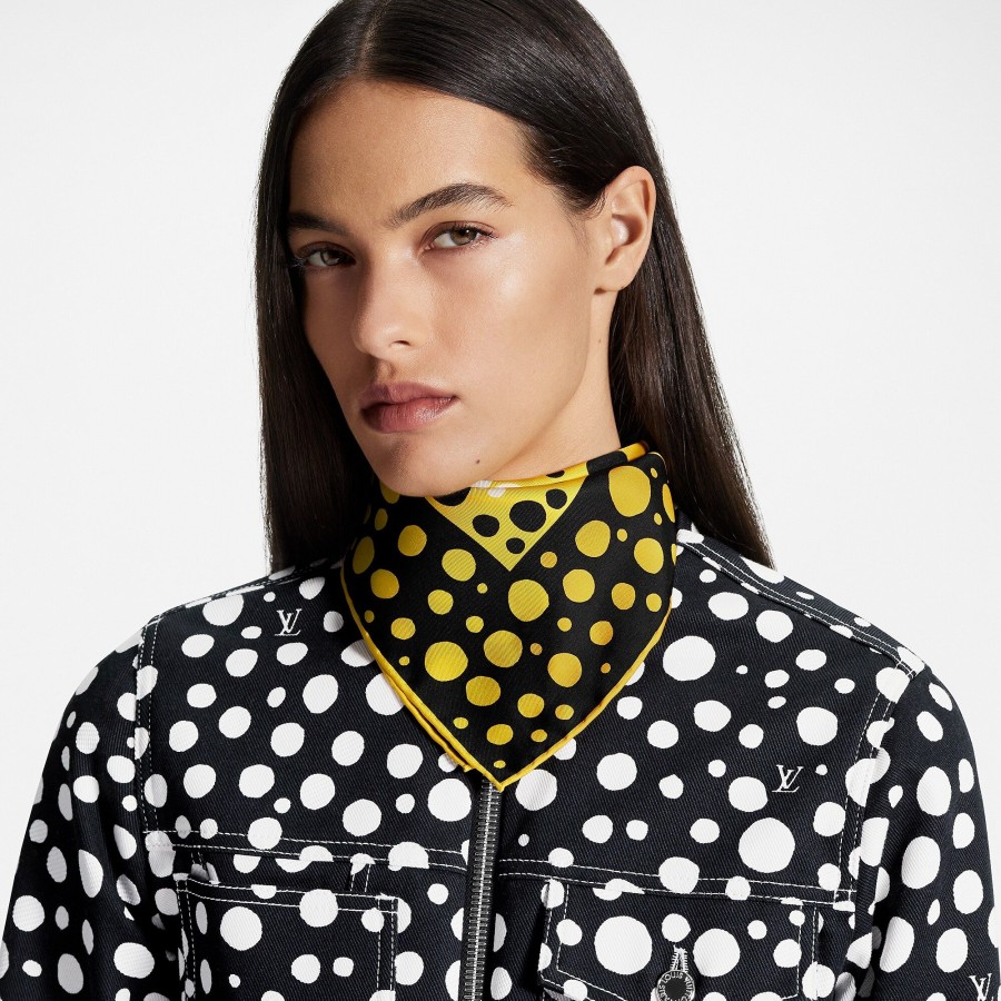 Mujer Louis Vuitton Panuelos De Seda Y Bandanas | Lv X Yk Panuelo Infinity Dots 45 Negro/Amarillo