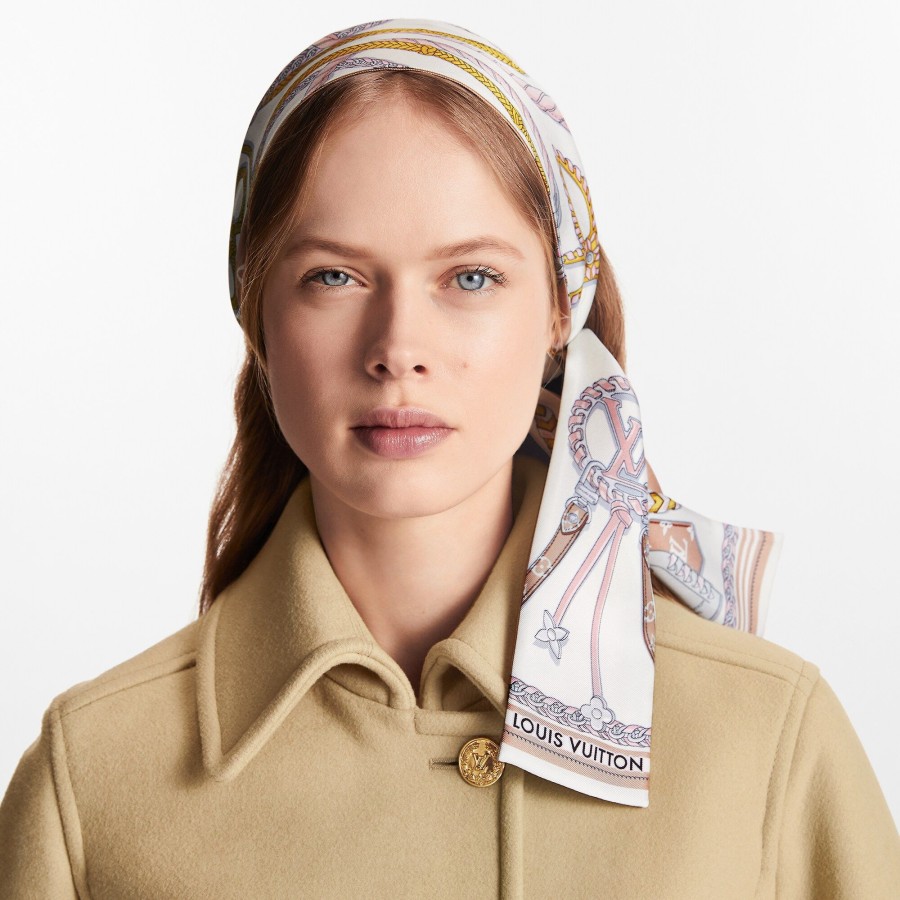 Mujer Louis Vuitton Panuelos De Seda Y Bandanas | Bandana Mix And Straps Rose Clair