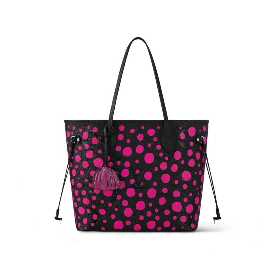 Mujer Louis Vuitton Bolsos Tote | Lv X Yk Bolso Neverfull Mm Noir Fuchsia