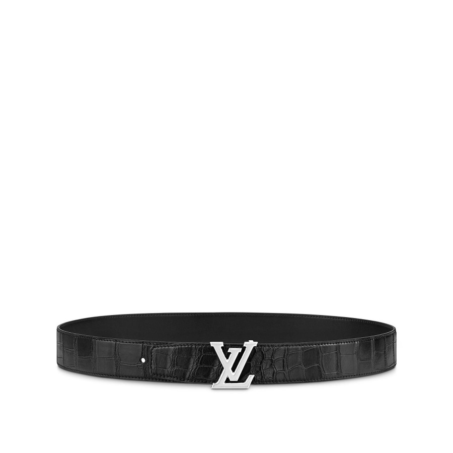 Hombre Louis Vuitton Cinturones | Cinturon Reversible Lv Heritage De 3,5 Cm Negro