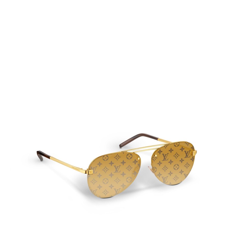 Hombre Louis Vuitton Gafas De Sol | Gafas De Sol Clockwise Gold Monogram