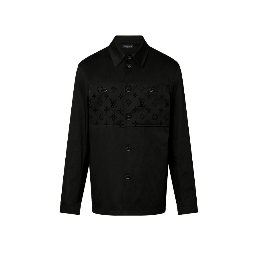 Hombre Louis Vuitton Camisas | Sobrecamisa De Algodon Flocada Noir