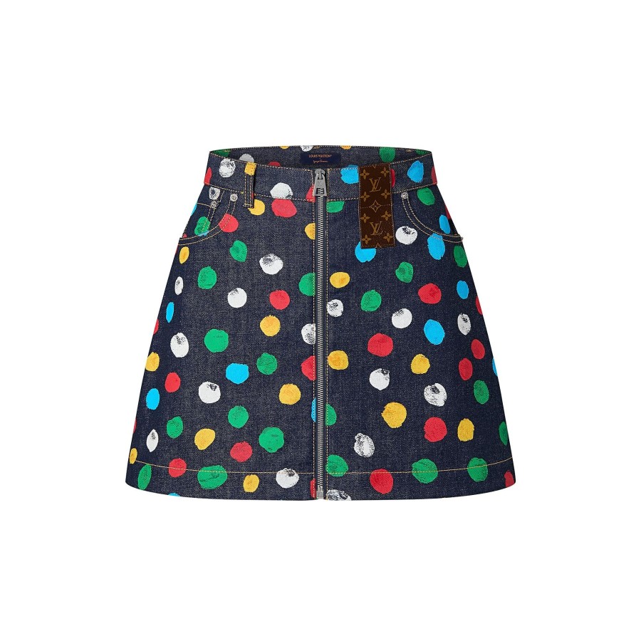 Mujer Louis Vuitton Faldas Y Pantalones Cortos | Lv X Yk Minifalda Vaquera Painted Dots