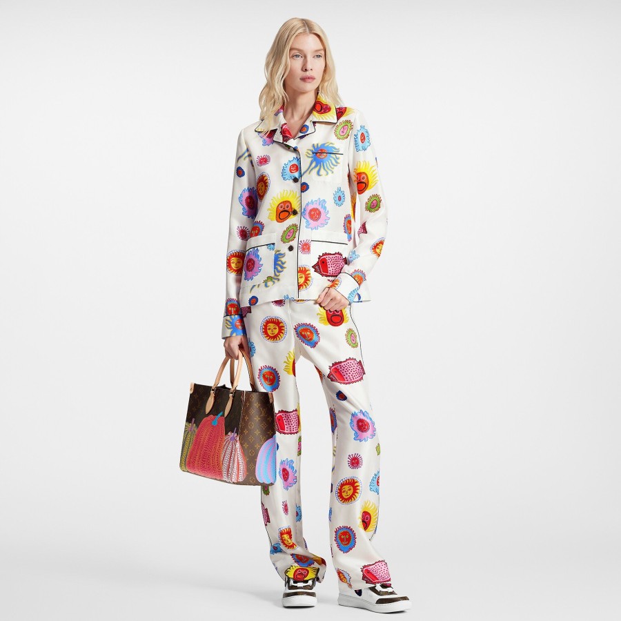 Mujer Louis Vuitton Pantalones | Lv X Yk Pantalon Tipo Pijama Faces