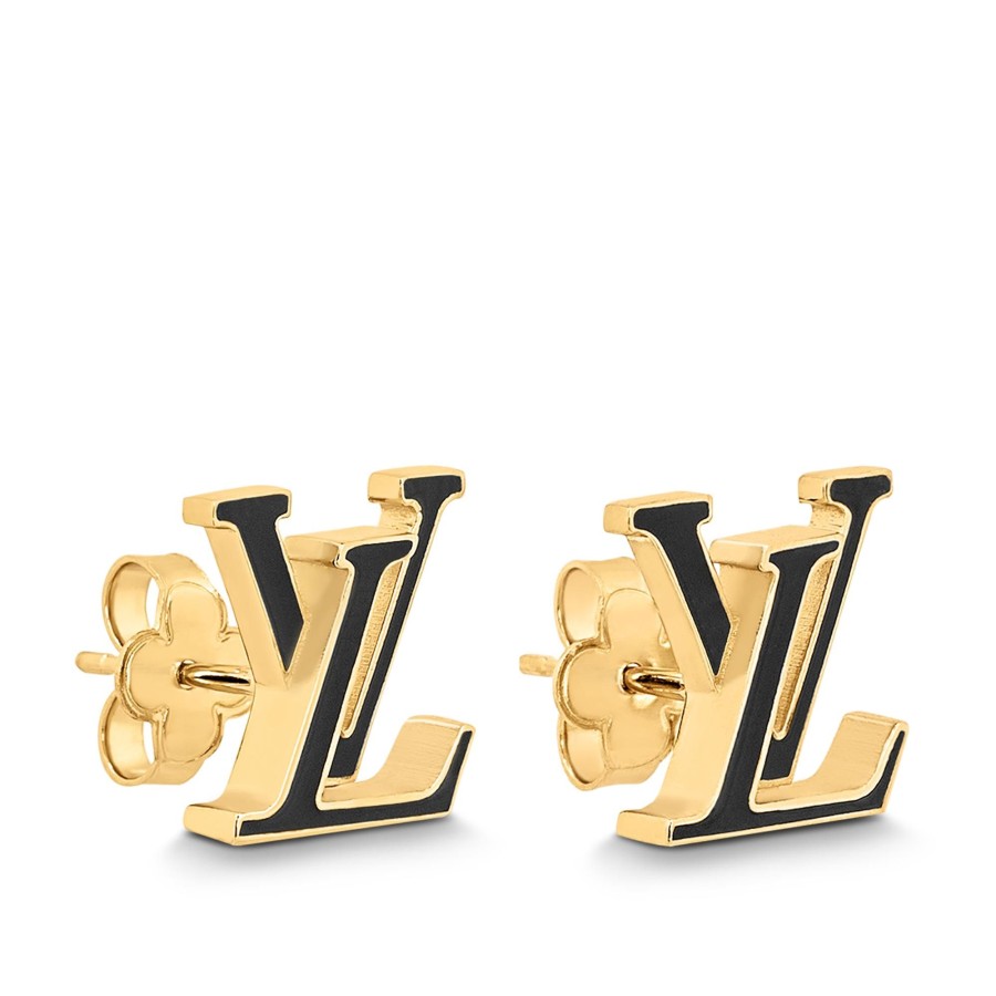 Mujer Louis Vuitton Pendientes | Pendientes De Esmalte Lv Iconic Negro