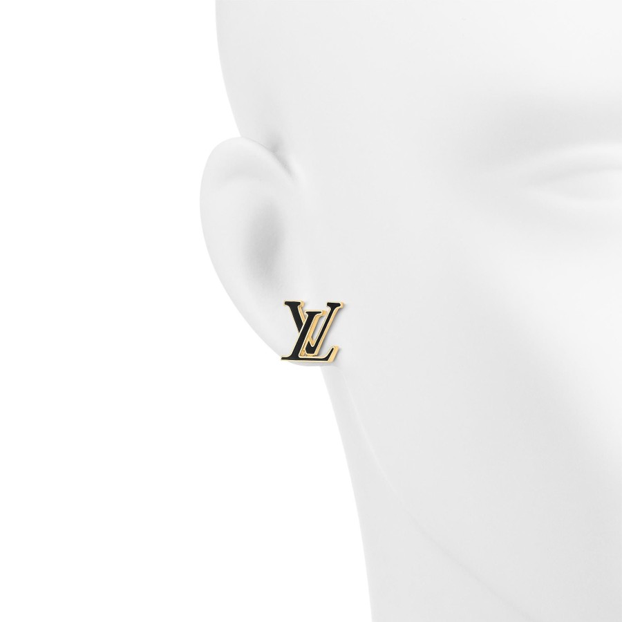 Mujer Louis Vuitton Pendientes | Pendientes De Esmalte Lv Iconic Negro