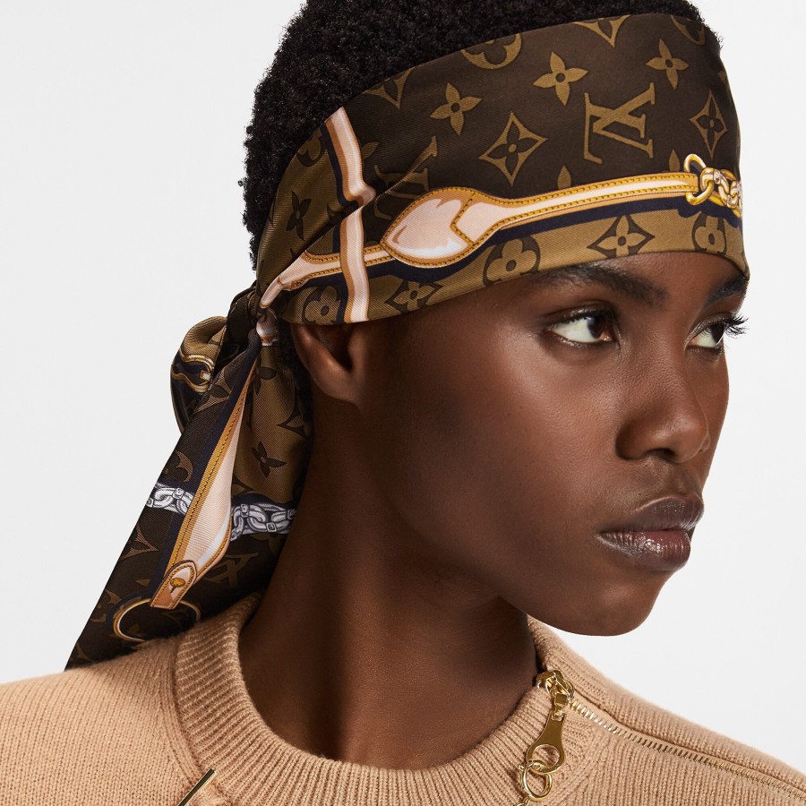 Mujer Louis Vuitton Panuelos De Seda Y Bandanas | Bandana Monogram Confidential Marron