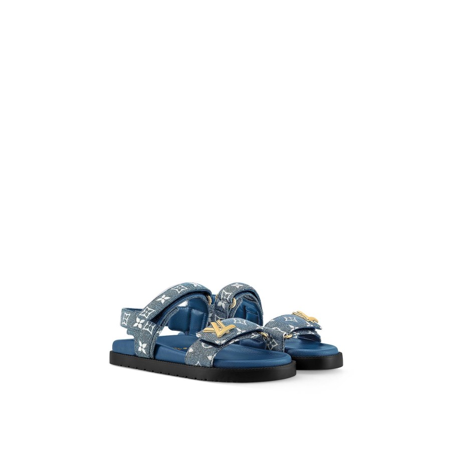 Mujer Louis Vuitton Sandalias Y Alpargatas | Sandalia Plana Lv Sunset Comfort Bleu Clair