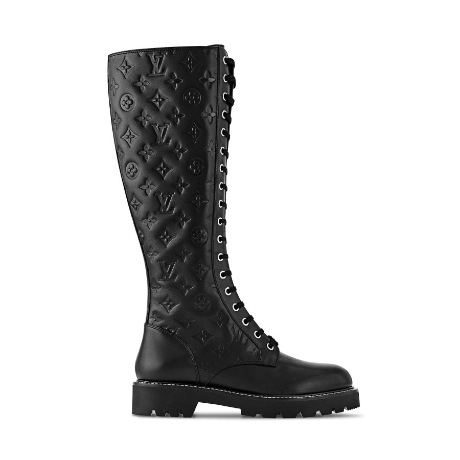 Mujer Louis Vuitton Botas Y Botines | Bota Militar Plana De Cana Alta Territory