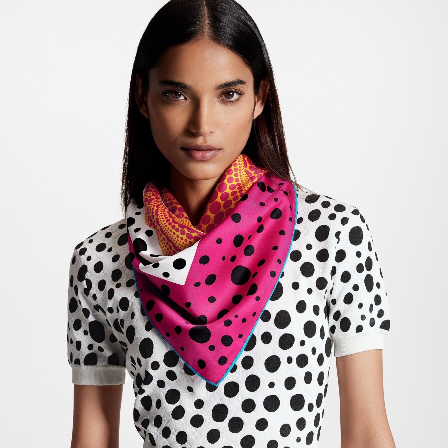 Mujer Louis Vuitton Panuelos De Seda Y Bandanas | Lv X Yk Panuelo Pumpkin 90 Fucsia