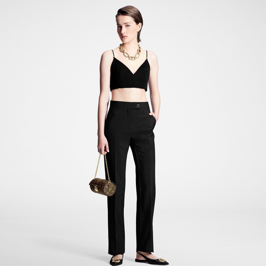 Mujer Louis Vuitton Pantalones | Pantalon De Esmoquin Con Boton Tipo Joya Noir