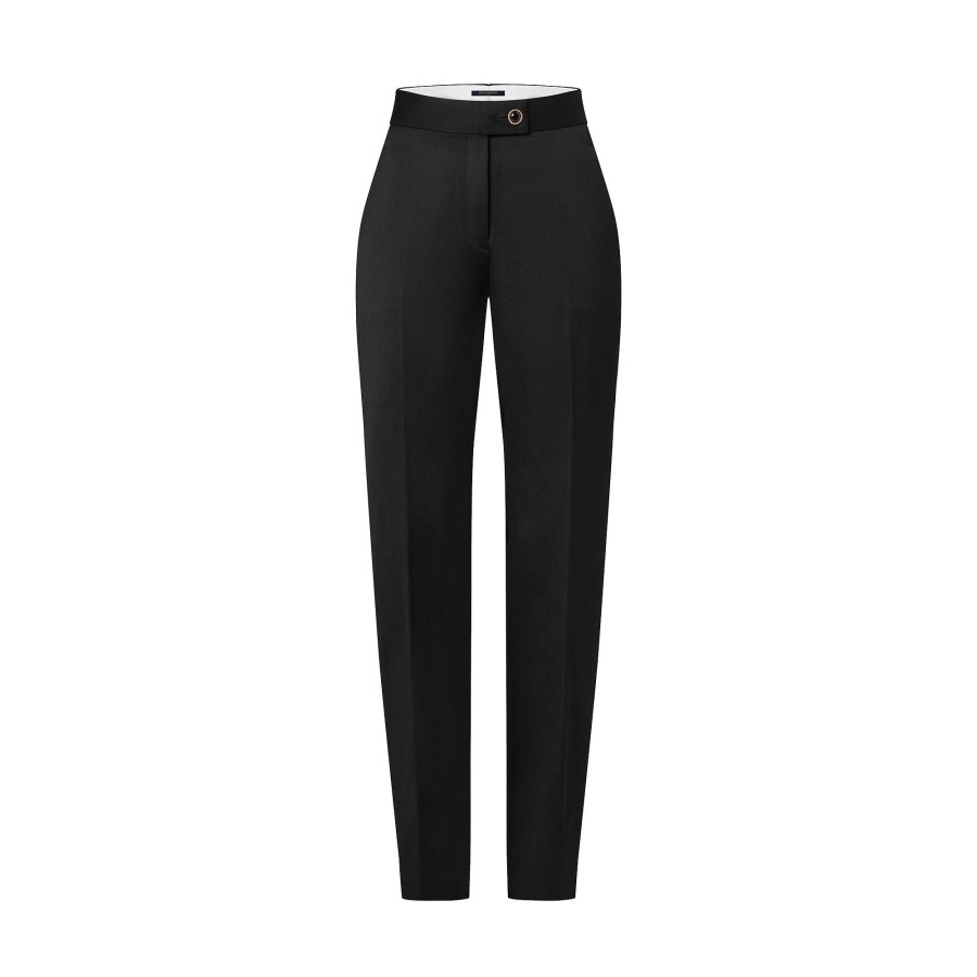 Mujer Louis Vuitton Pantalones | Pantalon De Esmoquin Con Boton Tipo Joya Noir