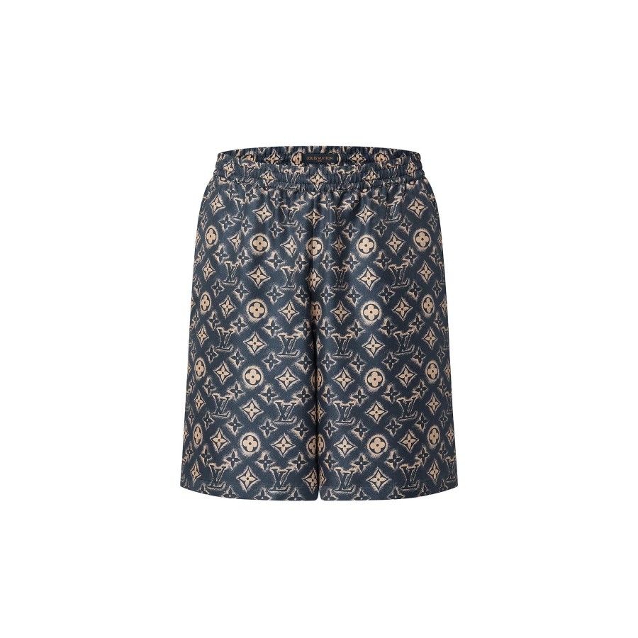 Hombre Louis Vuitton Pantalones | Pantalones Cortos Monogram De Seda Petrole