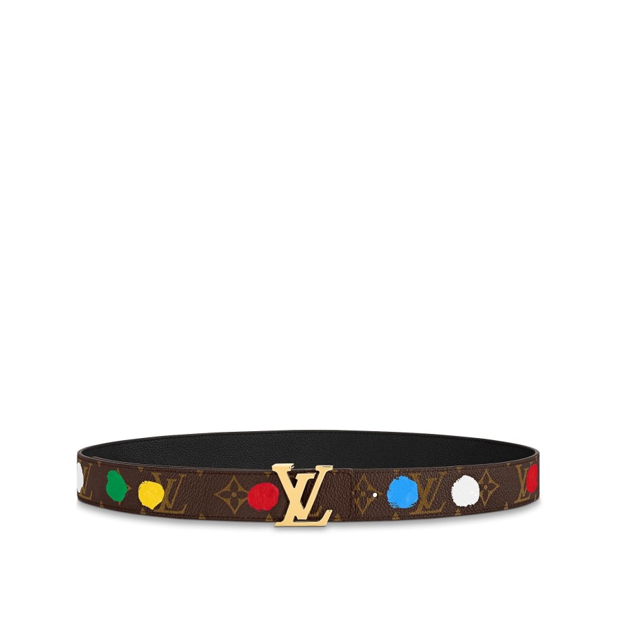 Mujer Louis Vuitton Cinturones | Lv X Yk Cinturon Reversible Lv Initiales Painted Dots De 3 Cm