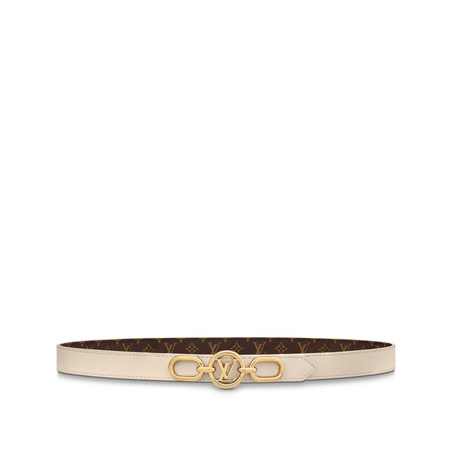 Mujer Louis Vuitton Cinturones | Cinturon Reversible Lv Circle Prime De 2 Cm Crema