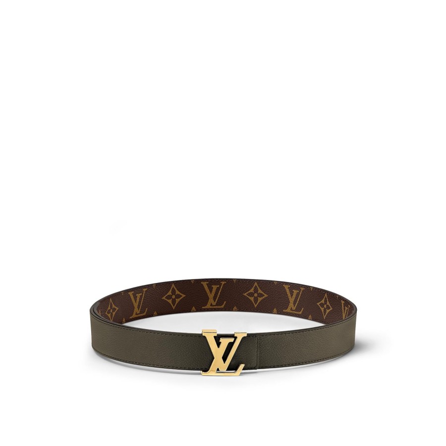 Mujer Louis Vuitton Cinturones | Cinturon Reversible Lv Initiales De 3 Cm Khaki Marine