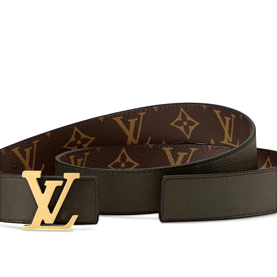 Mujer Louis Vuitton Cinturones | Cinturon Reversible Lv Initiales De 3 Cm Khaki Marine