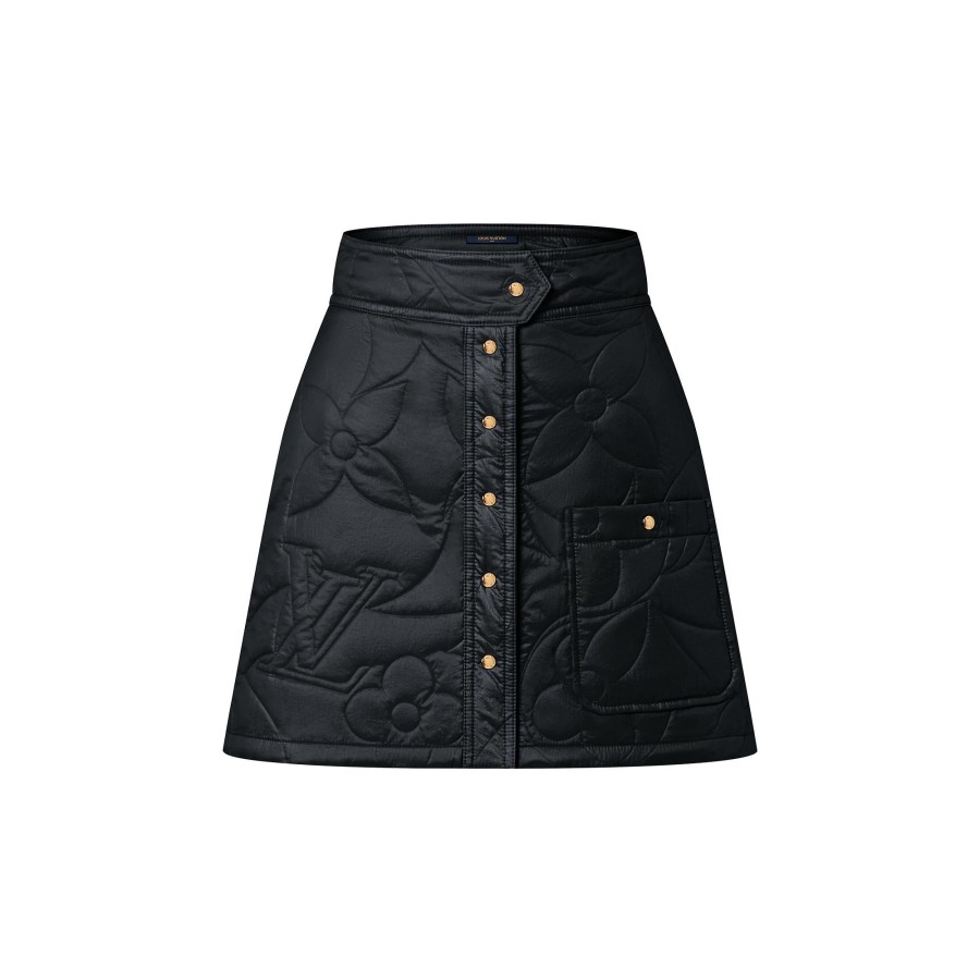 Mujer Louis Vuitton Faldas Y Pantalones Cortos | Minifalda Con Flores Monogram Acolchadas Noir