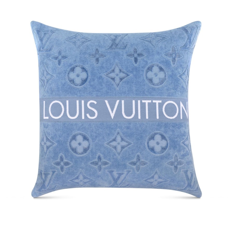 Hombre Louis Vuitton Accesorios Para El Hogar | Cojin De Playa Lvacation Gris Bleu