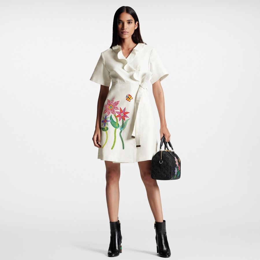 Mujer Louis Vuitton Vestidos | Lv X Yk Vestido Cruzado Con Volante Flowers