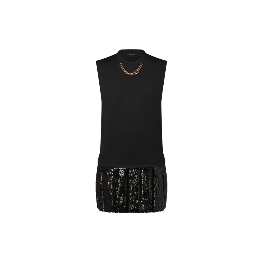 Mujer Louis Vuitton Vestidos | Vestido Tipo Camiseta Con Panel De Lentejuelas