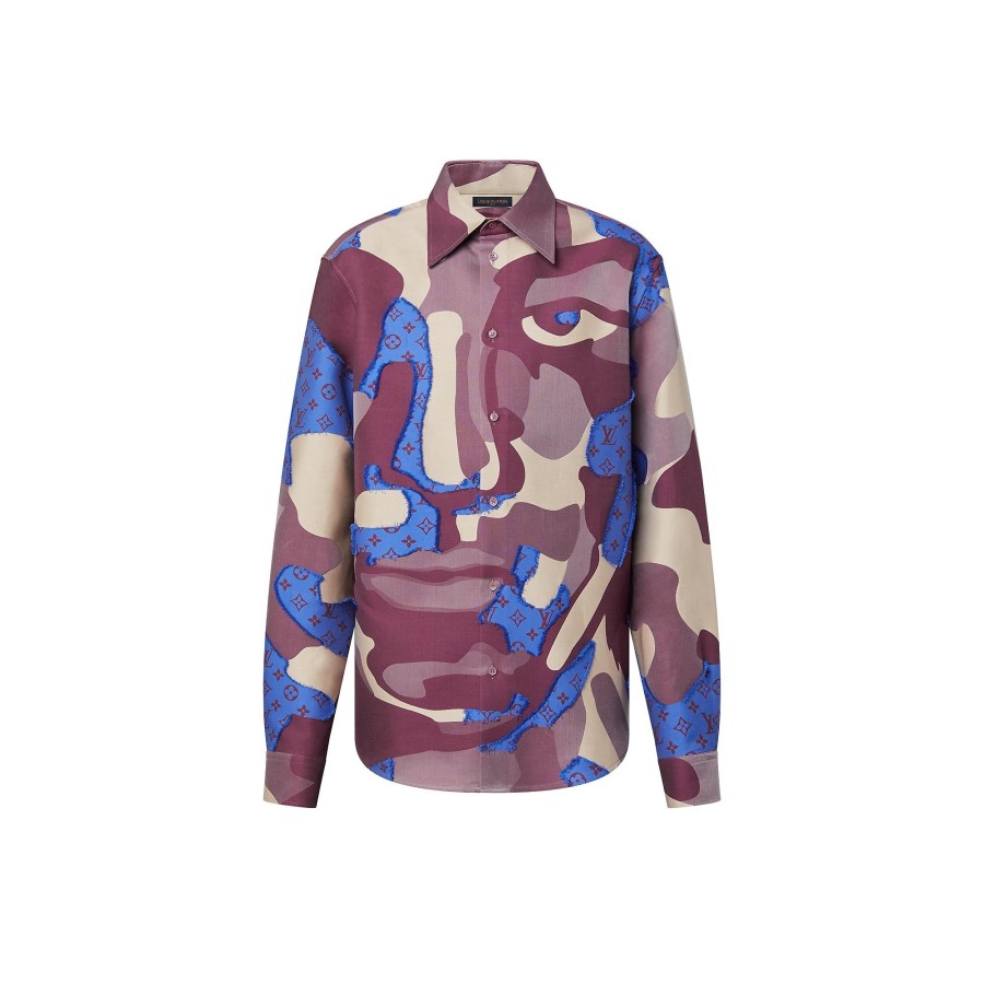 Hombre Louis Vuitton Camisas | Sobrecamisa Estampada En Fil Coupe De Algodon