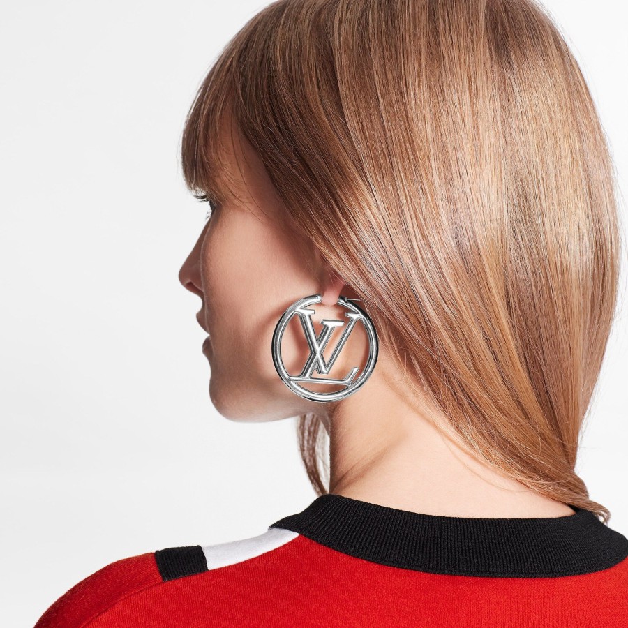 Mujer Louis Vuitton Pendientes | Pendientes De Aro Louise Gm Palladium