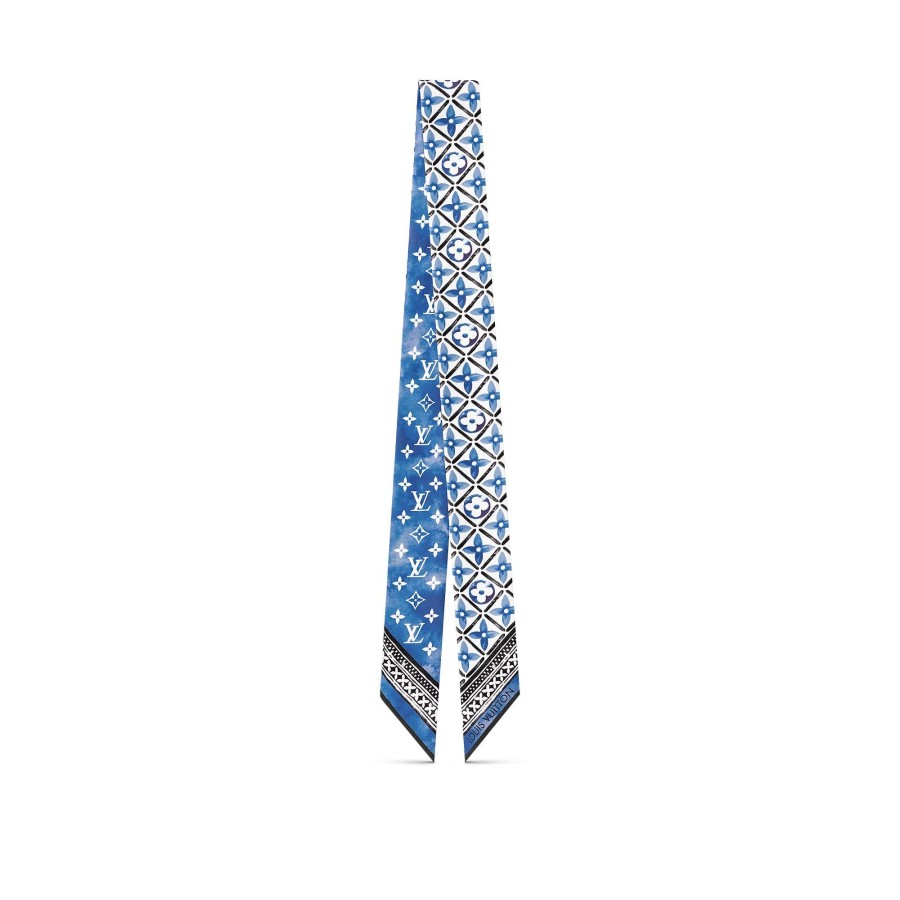 Mujer Louis Vuitton Panuelos De Seda Y Bandanas | Bandana Monogram Flower Tile Bb Azul