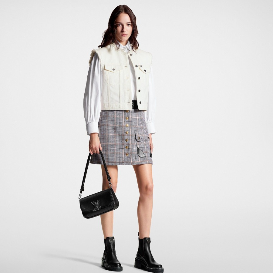 Mujer Louis Vuitton Faldas Y Pantalones Cortos | Minifalda De Cuadros Con Ribete En Piel