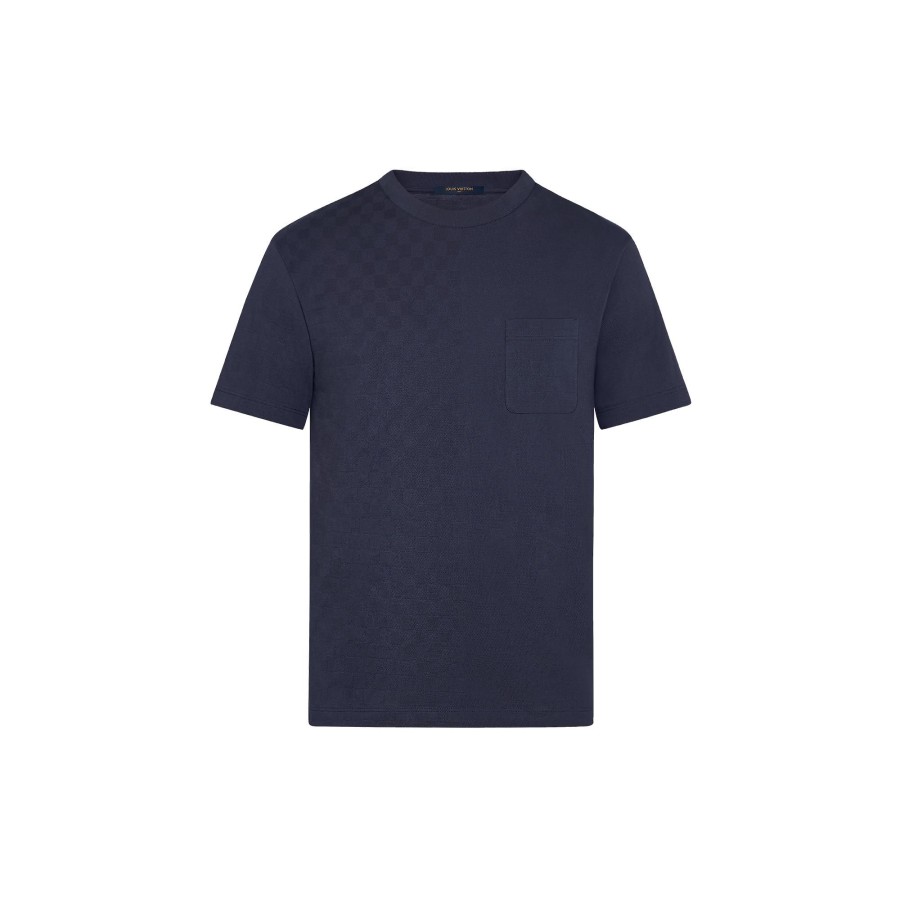 Hombre Louis Vuitton Camisetas Y Polos | Camiseta Con Bolsillo Damier Bleu Nuit Fonce