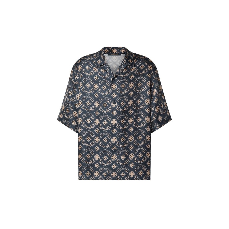 Hombre Louis Vuitton Camisas | Camisa Monogram De Manga Corta En Seda Petrole