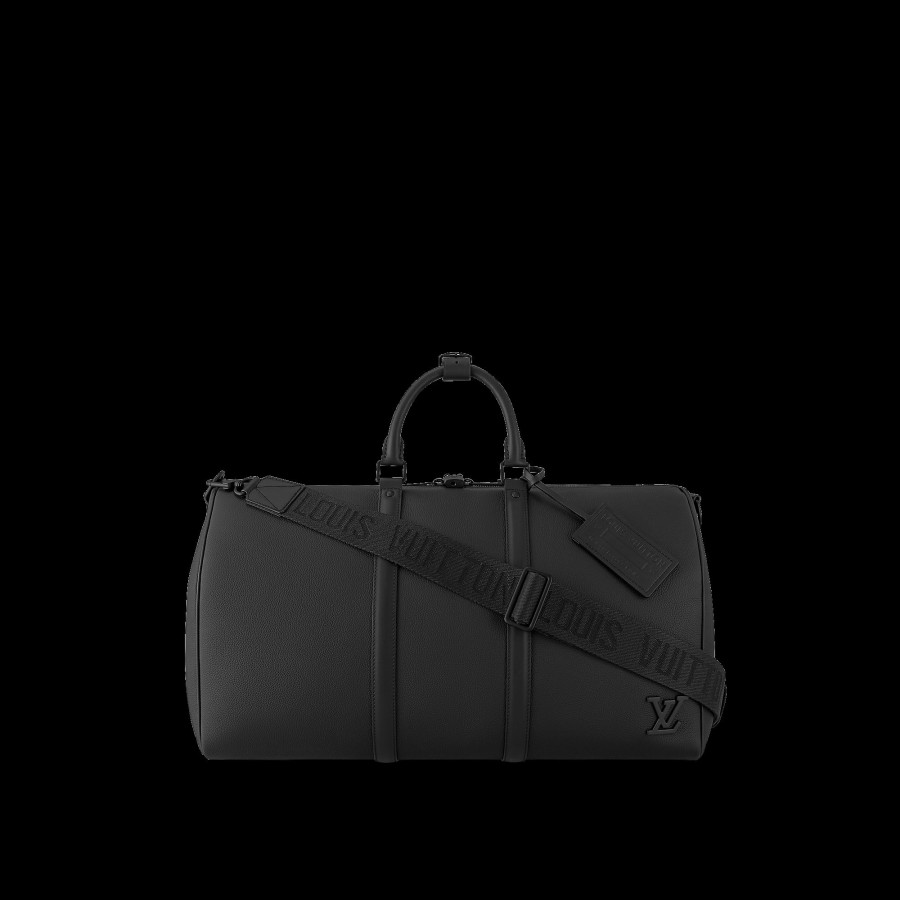 Hombre Louis Vuitton Bolsos De Viaje | Bolsa De Viaje Keepall 50 Con Bandolera Negro