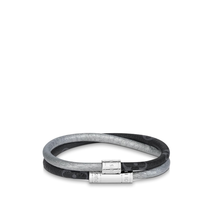 Hombre Louis Vuitton Pulseras | Pulsera En Piel Keep It Double Plata