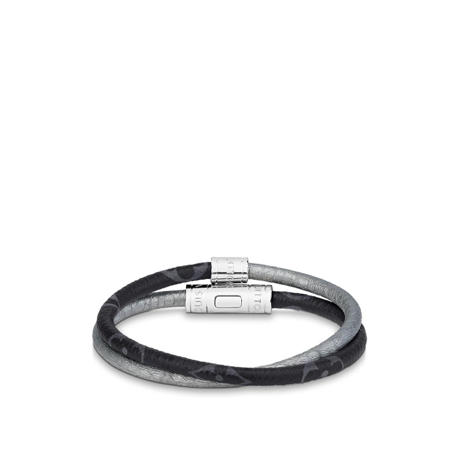 Hombre Louis Vuitton Pulseras | Pulsera En Piel Keep It Double Plata