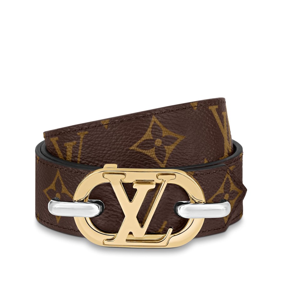 Mujer Louis Vuitton Cinturones | Cinturon Reversible Everyday Chain Lv De 3 Cm