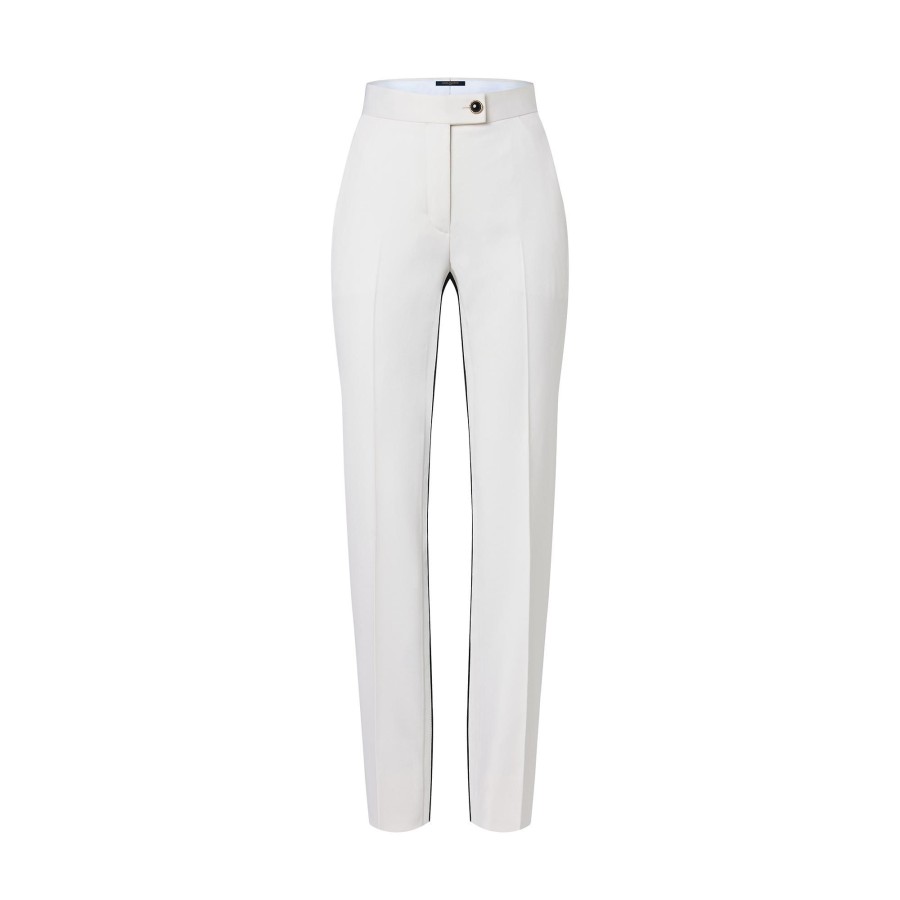 Mujer Louis Vuitton Pantalones | Pantalon De Esmoquin Con Boton Tipo Joya Blanc Lait