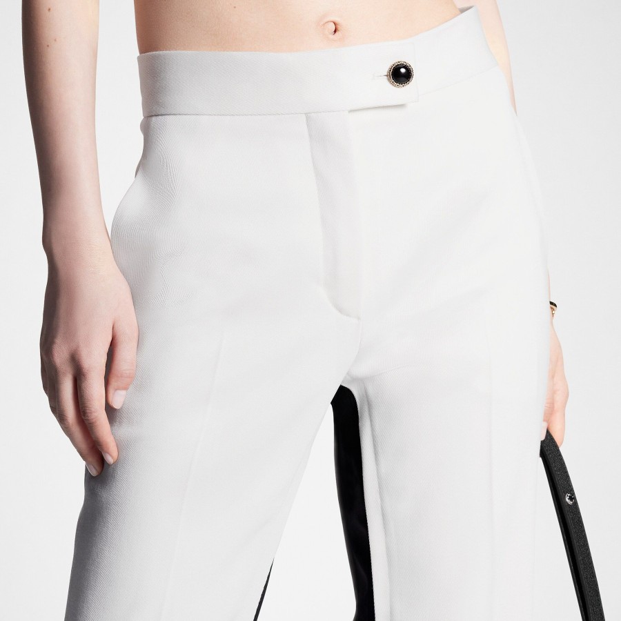 Mujer Louis Vuitton Pantalones | Pantalon De Esmoquin Con Boton Tipo Joya Blanc Lait