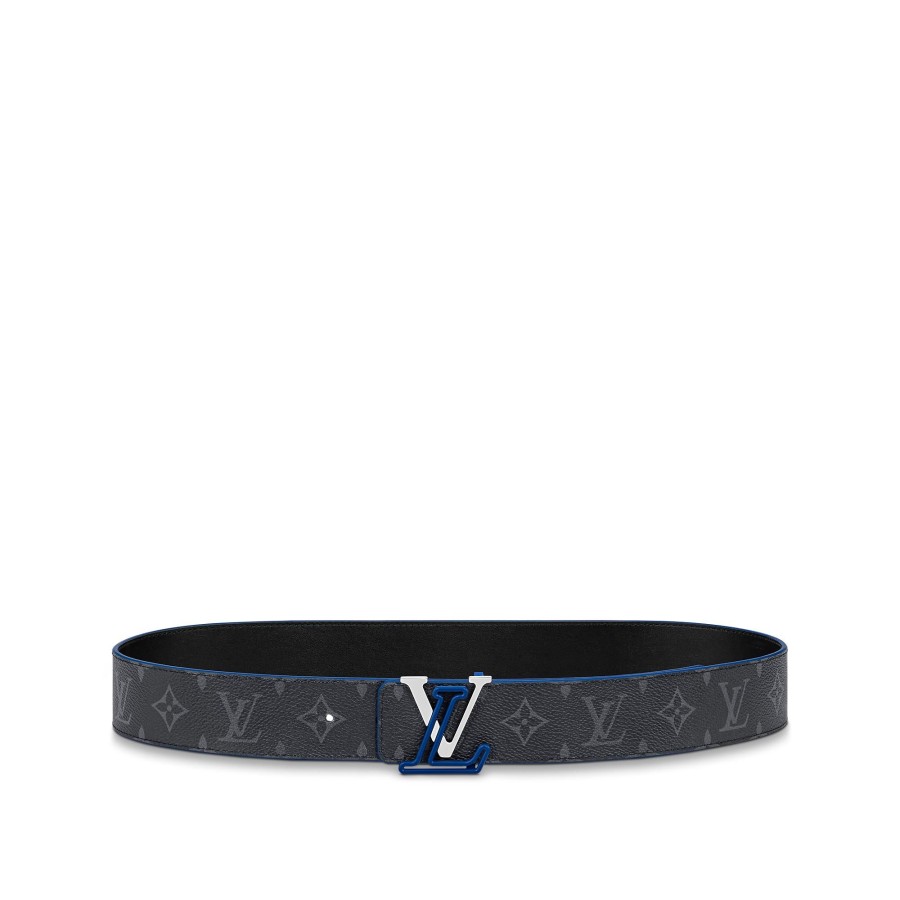 Hombre Louis Vuitton Cinturones | Cinturon Reversible Lv Line De 4 Cm Azul