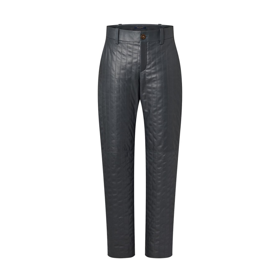 Mujer Louis Vuitton Pantalones | Pantalon De Piel Con Raya Diplomatica