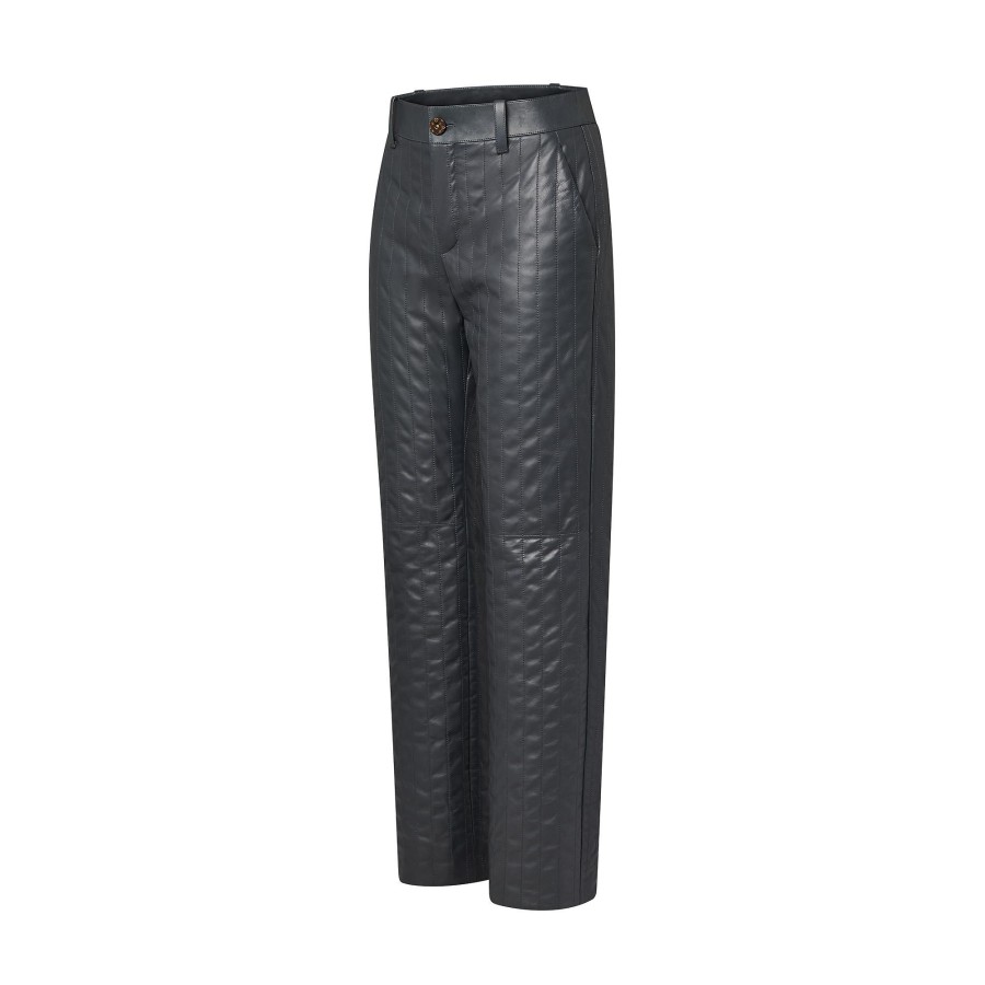 Mujer Louis Vuitton Pantalones | Pantalon De Piel Con Raya Diplomatica