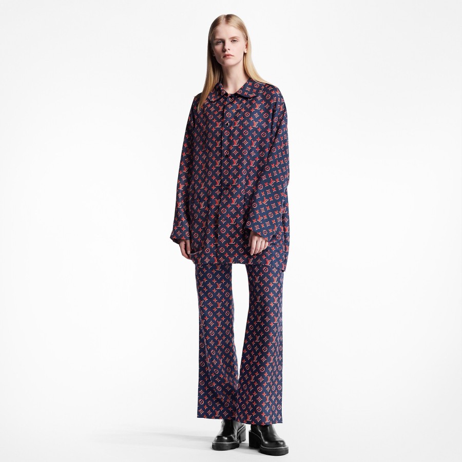 Mujer Louis Vuitton Tops | Camisa Monogram Tipo Pijama Tricolor